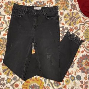 Black fringe free people jeans
